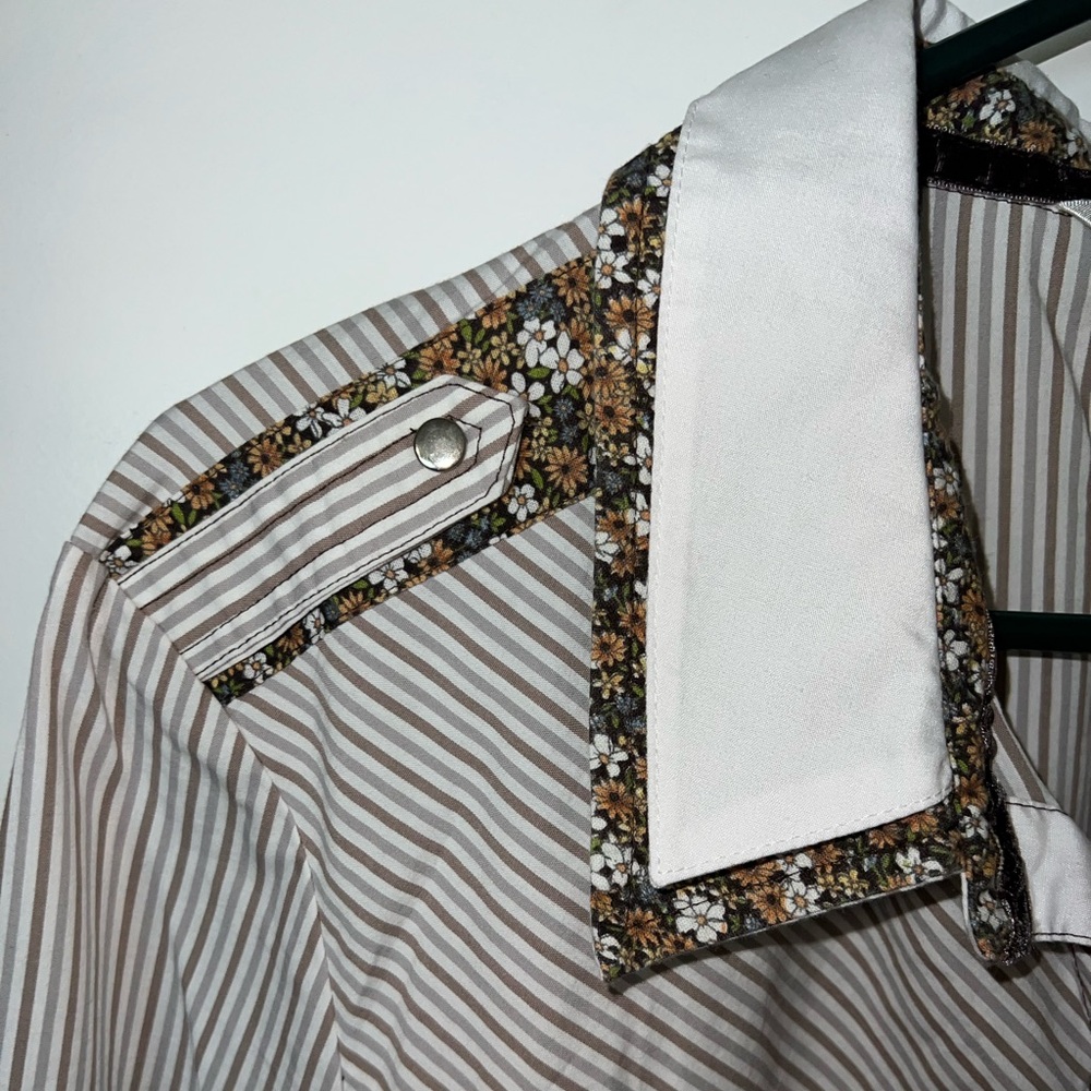 CJ Banks Floral Trim Striped Shirt